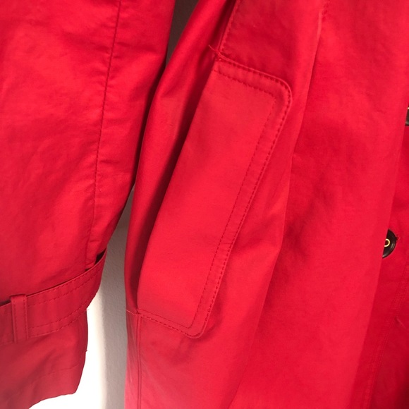Gallery Red Trench Rain Coat with Belt - Picture 5 of 11